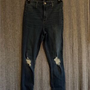 Hollister Dark Blue Distressed Skinny Jeans